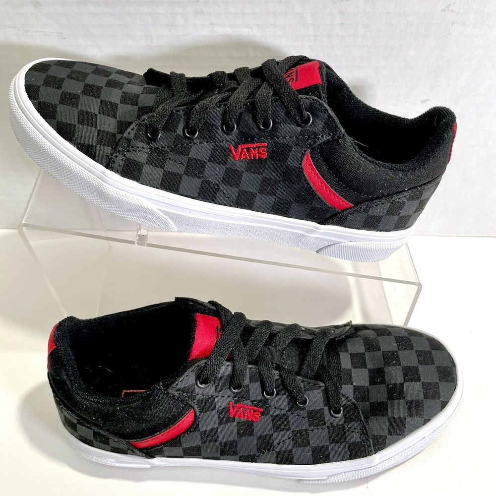 VANS 500714 Red Black Checker Skate Shoes - Kids 4